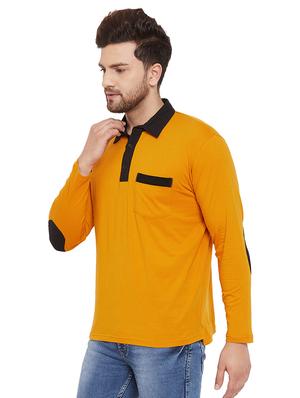 mustard solid collared t-shirt - 17537181 - Standard Image - 2