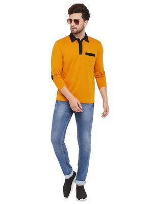mustard solid collared t-shirt - 17537181 - Standard Image - 4