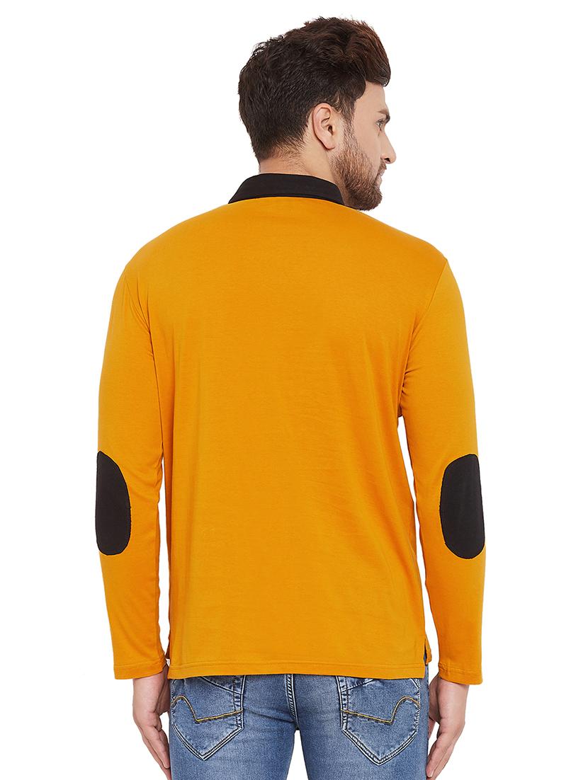 mustard solid collared t-shirt - 17537181 - Zoom Image - 3