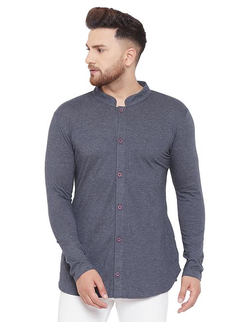 blue solid casual shirt - 17537203 - Very Small Image - 1