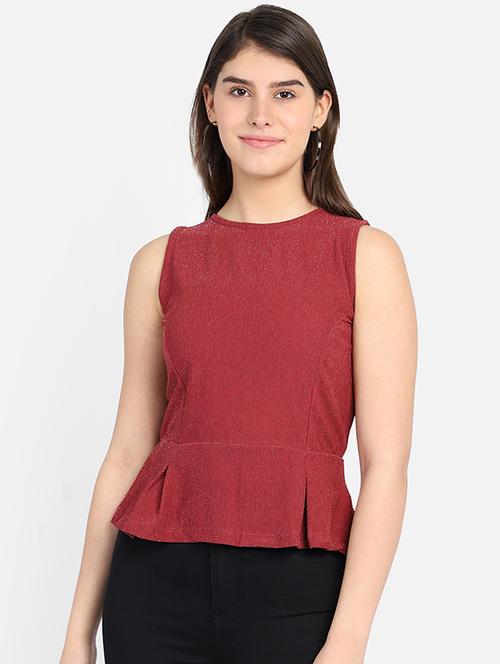round neck peplum top - 17537231 - Standard Image - 1