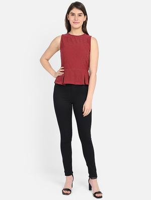 round neck peplum top - 17537231 - Standard Image - 4