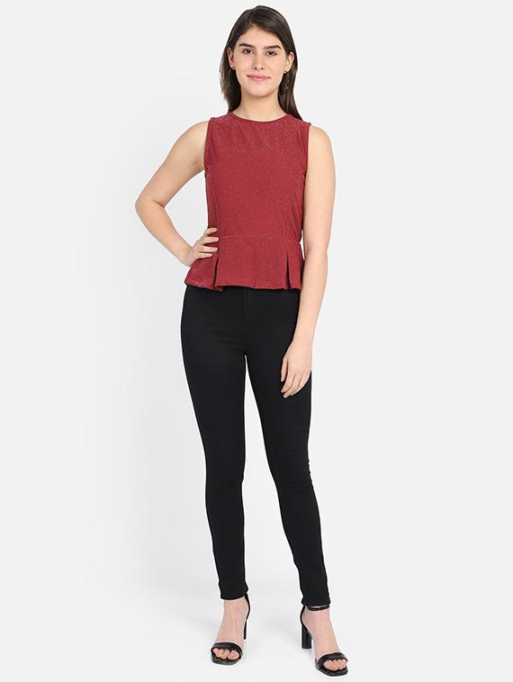 round neck peplum top - 17537231 - Zoom Image - 4