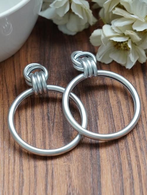 silver metal drop earring - 17537237 - Standard Image - 1