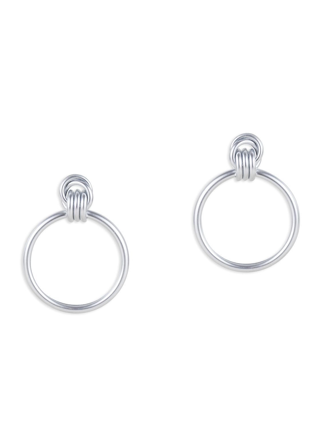 silver metal drop earring - 17537237 - Zoom Image - 2