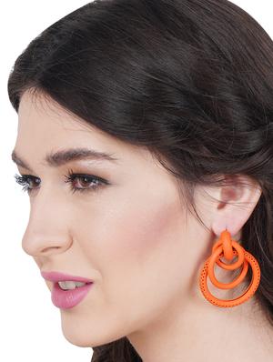 orange metal drop earring - 17537239 - Standard Image - 4