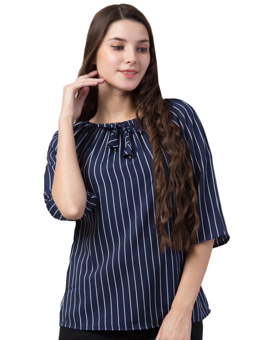 round neck striped top - 17537518 - Zoom Image - 1