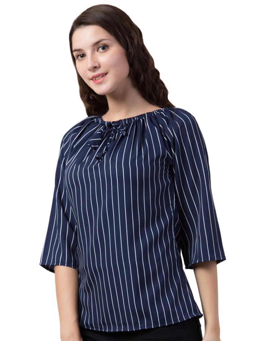 round neck striped top - 17537518 - Zoom Image - 2