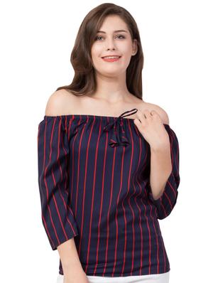 round neck striped top - 17537519 - Standard Image - 3