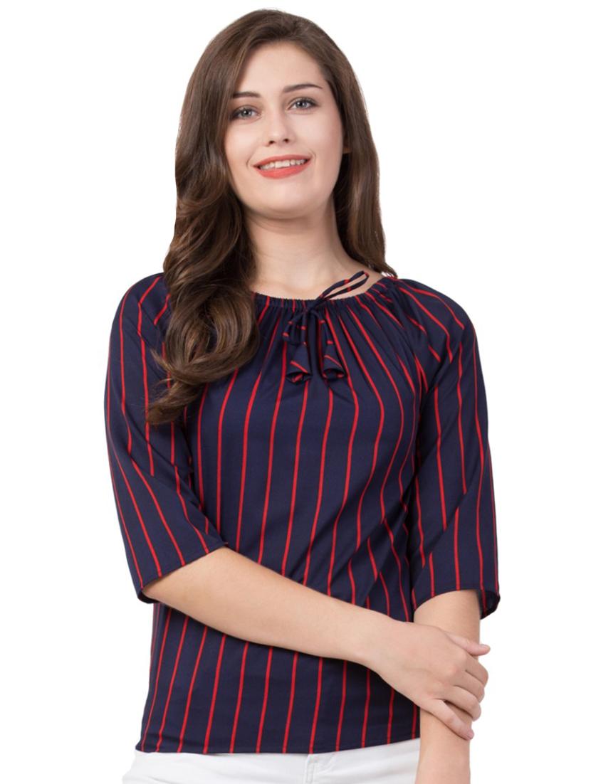 round neck striped top - 17537519 - Zoom Image - 1