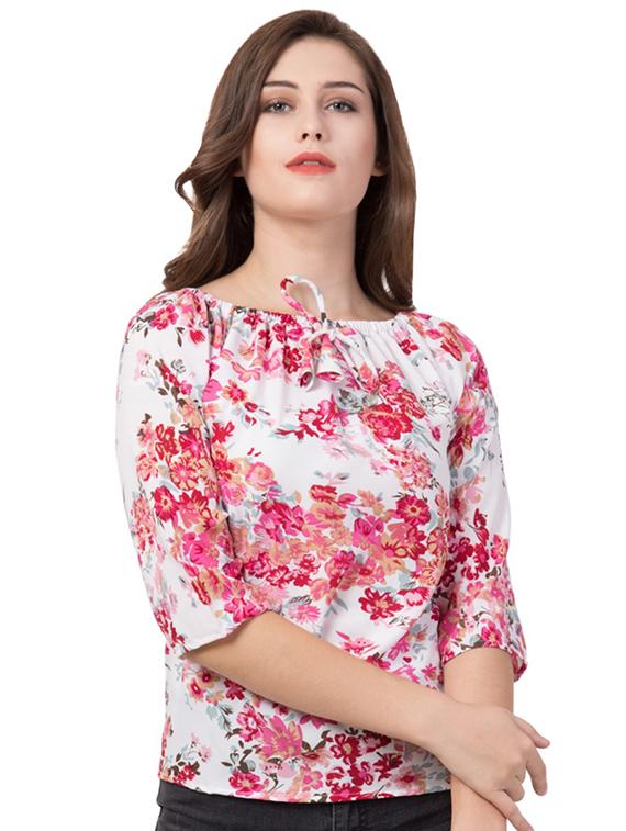boat neck floral top - 17537520 - Zoom Image - 1