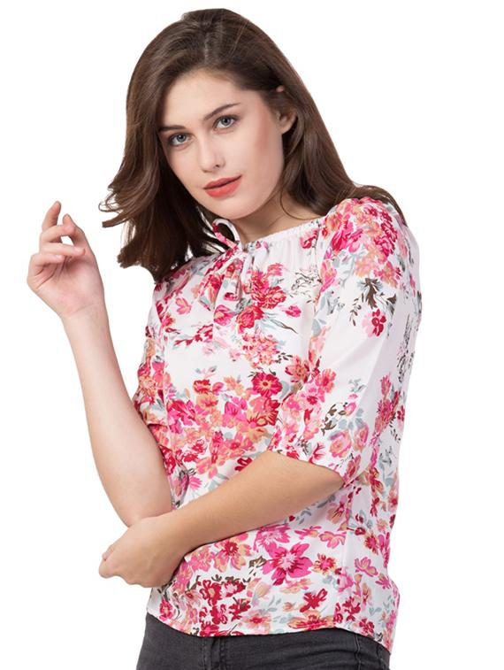 boat neck floral top - 17537520 - Zoom Image - 2