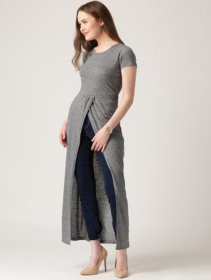 round neck solid maxi tunic - 17537525 - Standard Image - 2