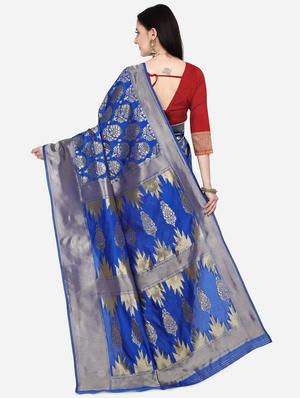 half & half banarasi saree with blouse - 17537662 - Standard Image - 2