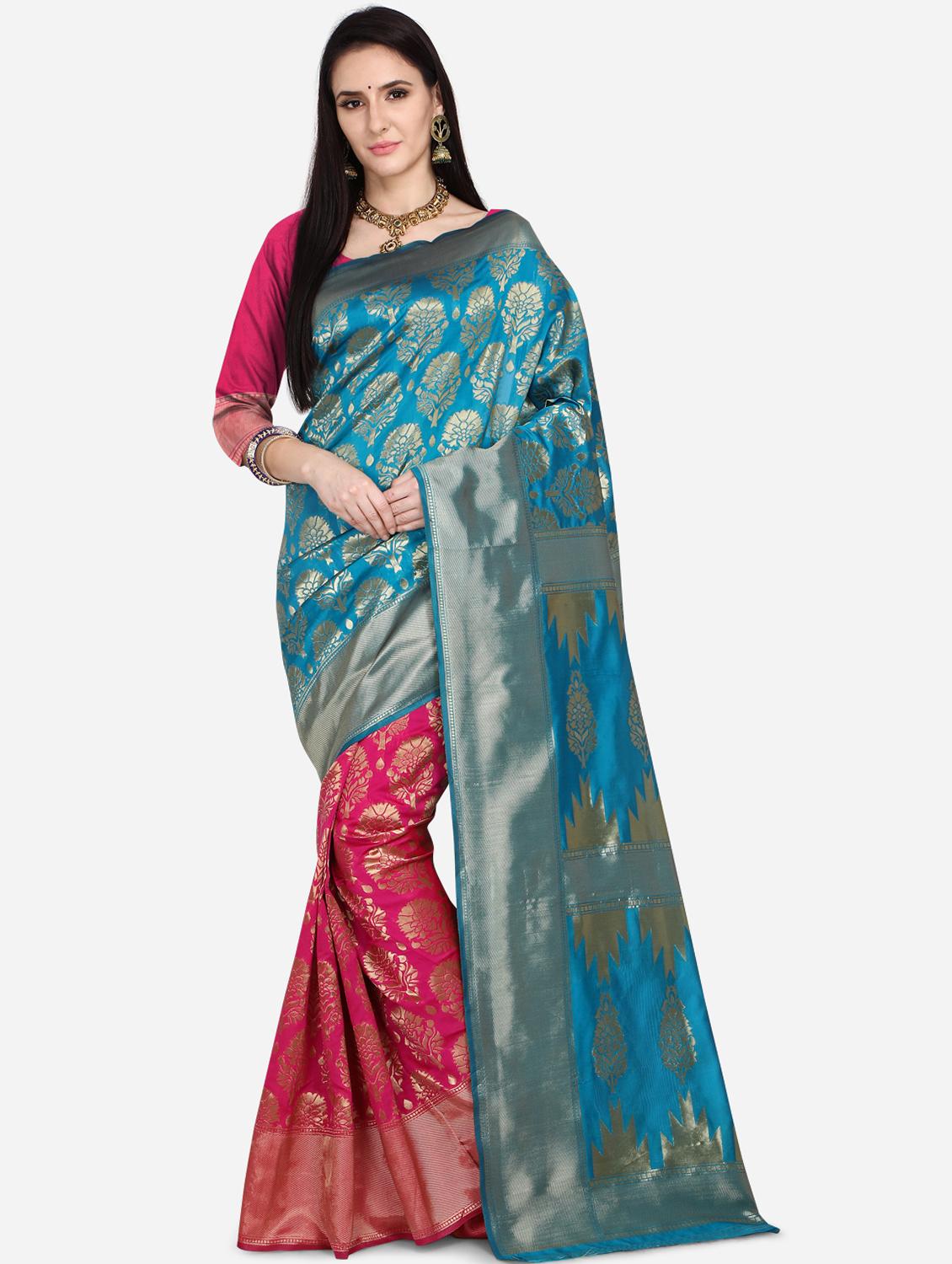 half & half banarasi saree with blouse - 17537663 - Zoom Image - 1