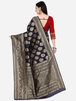 half & half banarasi saree with blouse - 17537664 - Standard Image - 2