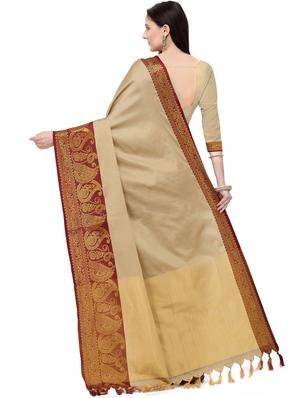 solid bordered saree with blouse - 17537668 - Standard Image - 2