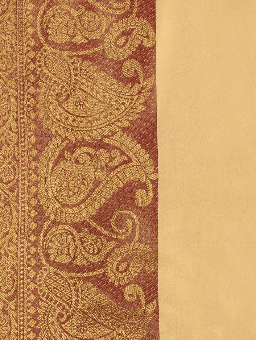 solid bordered saree with blouse - 17537668 - Zoom Image - 4