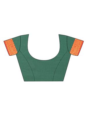 solid bordered saree with blouse - 17537669 - Standard Image - 3