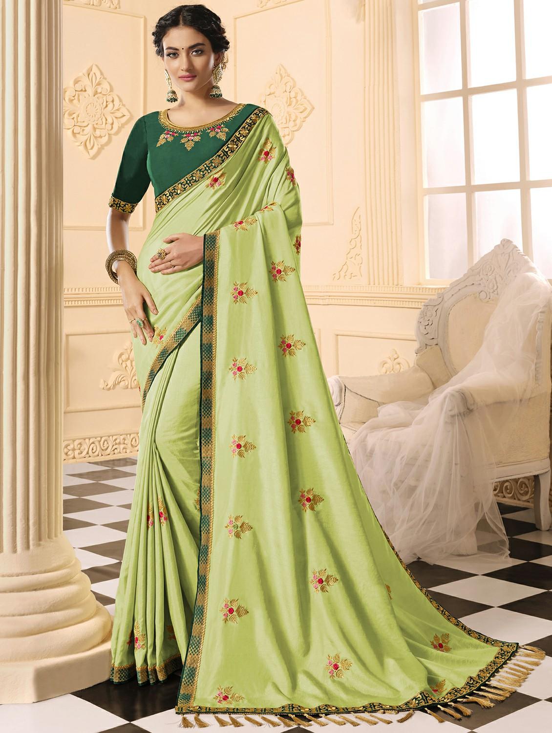 embroidered pre-stitched saree - 17537716 - Zoom Image - 1