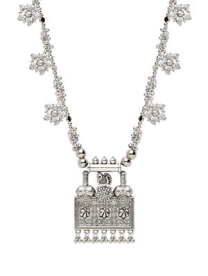 silver brass long necklace - 17537806 - Standard Image - 3