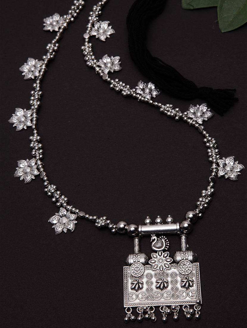 silver brass long necklace - 17537806 - Zoom Image - 1