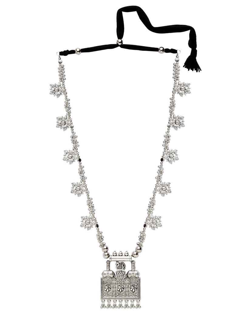 silver brass long necklace - 17537806 - Zoom Image - 2