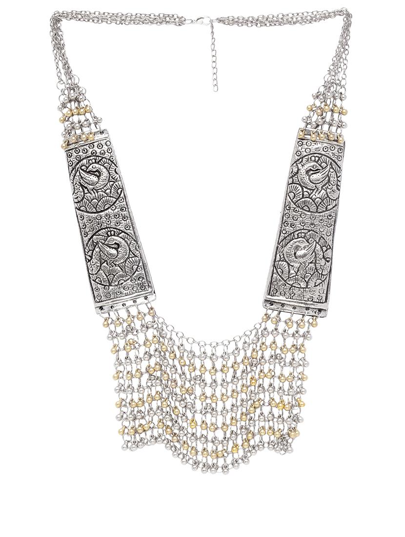 silver brass long necklace - 17537810 - Zoom Image - 2