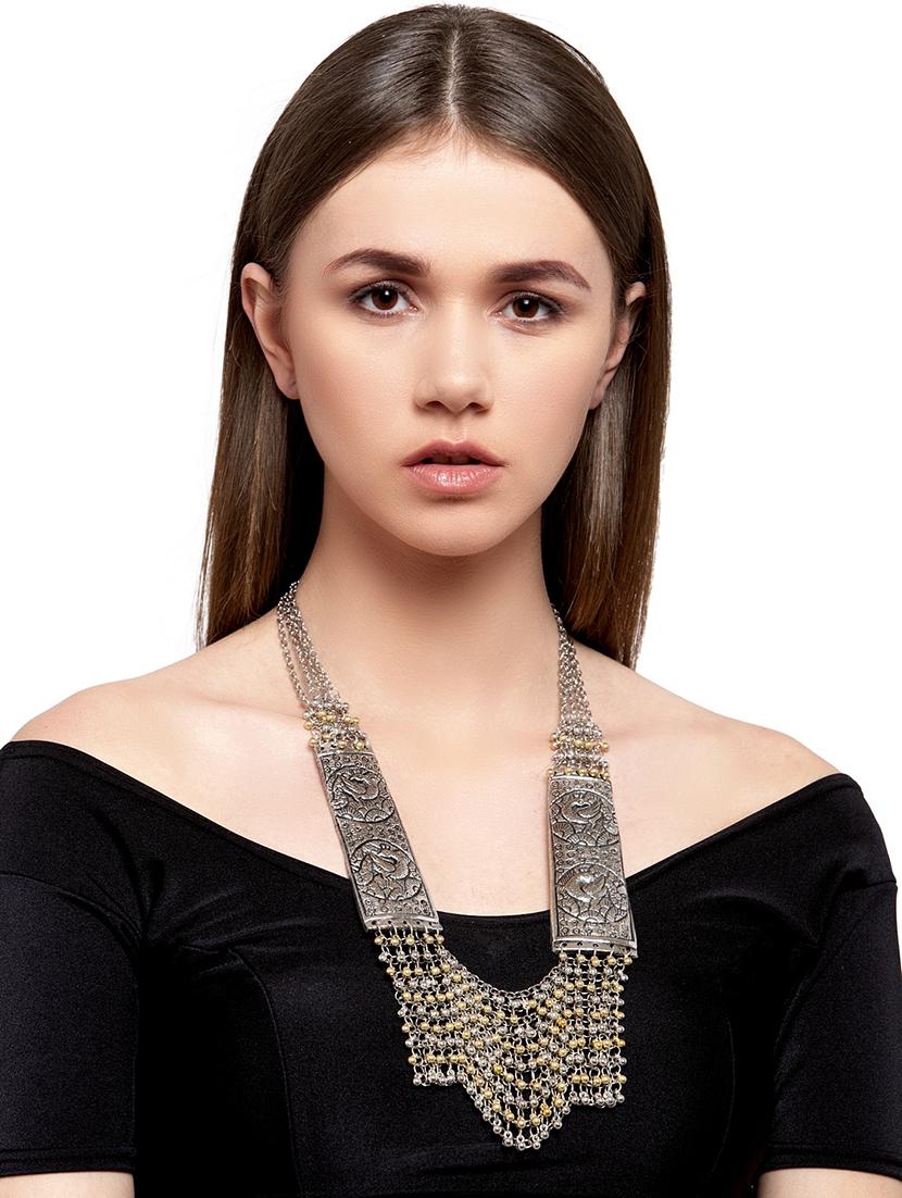 silver brass long necklace - 17537810 - Zoom Image - 4