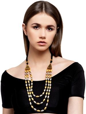 silver brass long necklace - 17537813 - Standard Image - 3