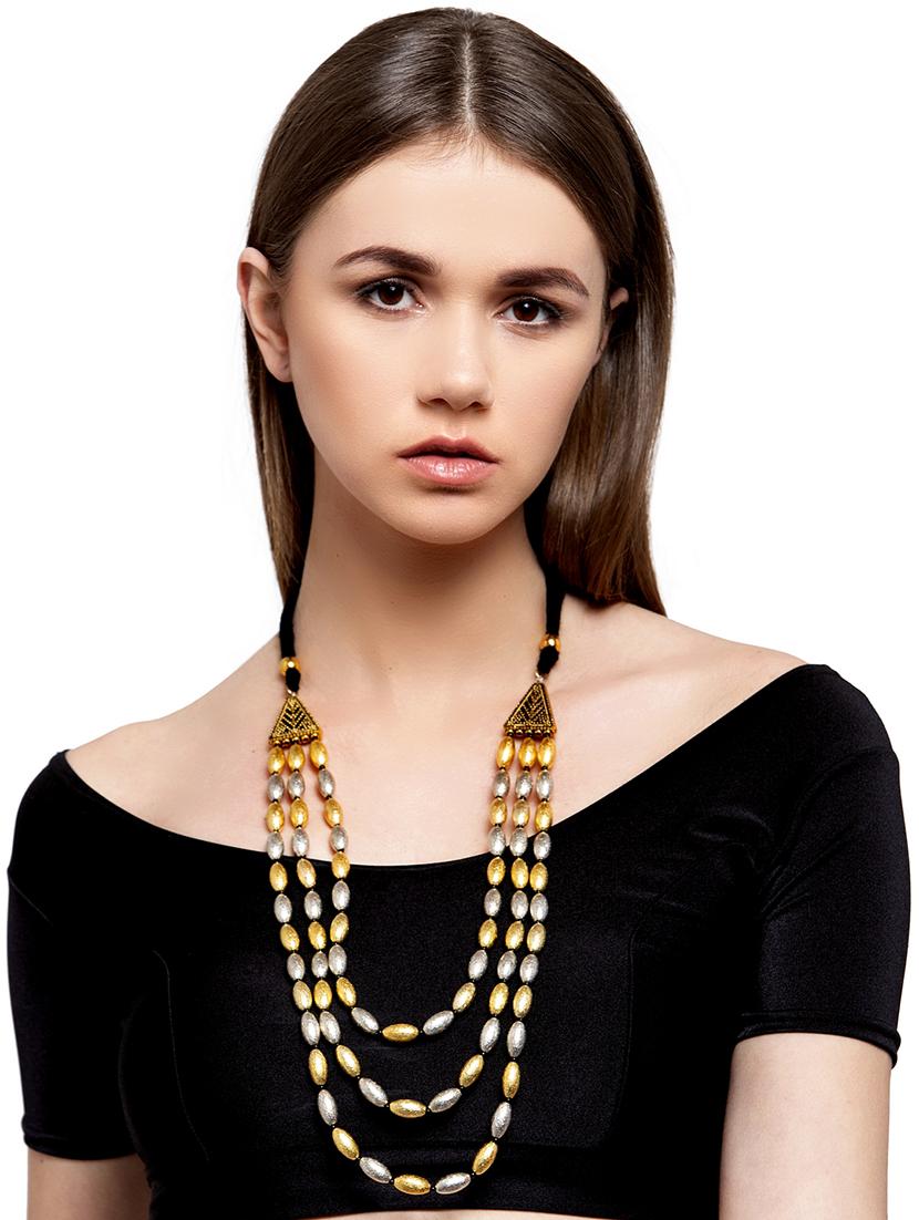 silver brass long necklace - 17537813 - Zoom Image - 3