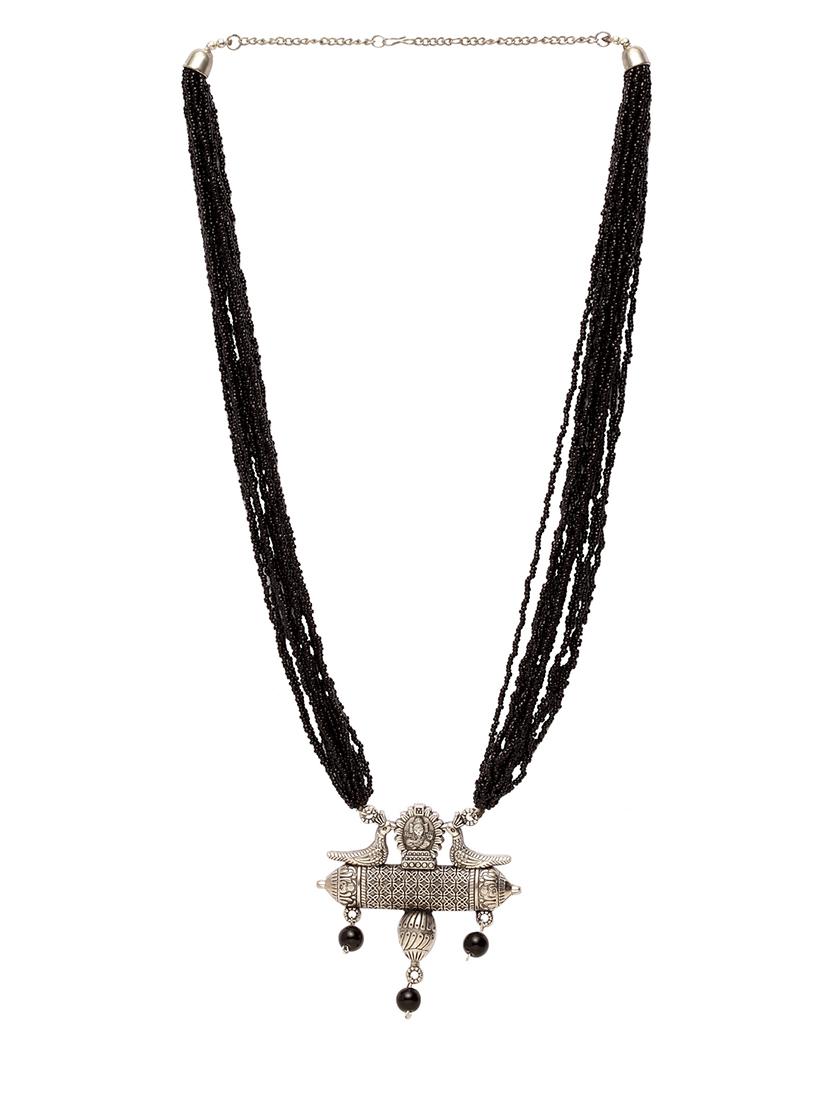 silver brass long necklace - 17537814 - Zoom Image - 2