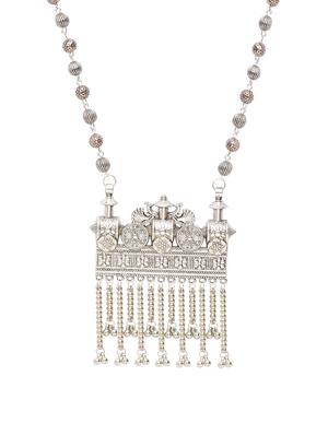 silver brass long necklace - 17537815 - Standard Image - 3