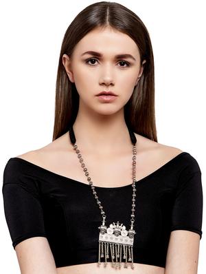 silver brass long necklace - 17537815 - Standard Image - 4