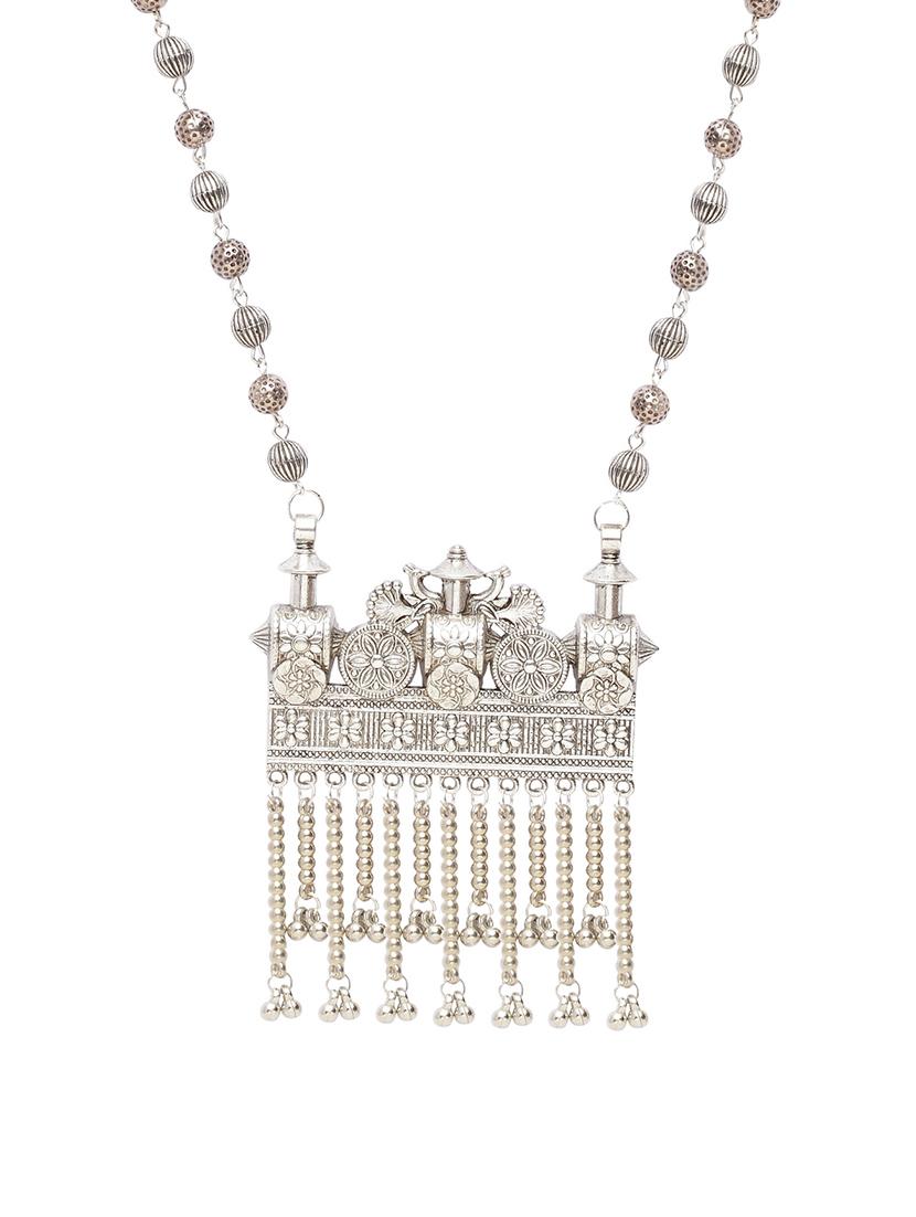 silver brass long necklace - 17537815 - Zoom Image - 3