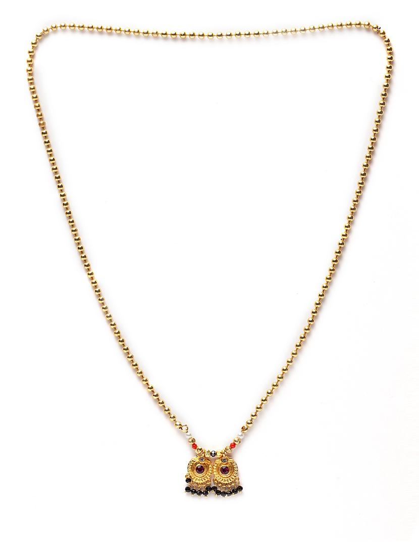 gold metal short necklace - 17537828 - Zoom Image - 2
