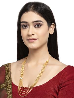 gold metal long necklace - 17537829 - Standard Image - 4