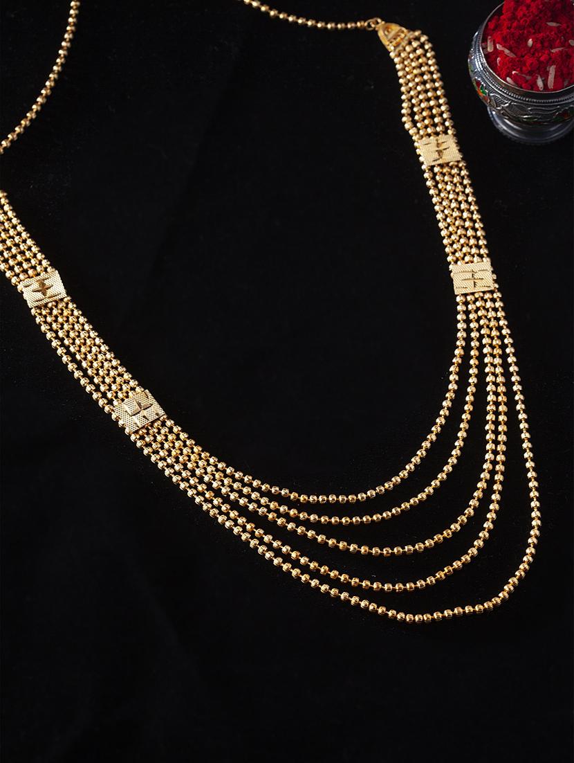 gold metal long necklace - 17537829 - Zoom Image - 1