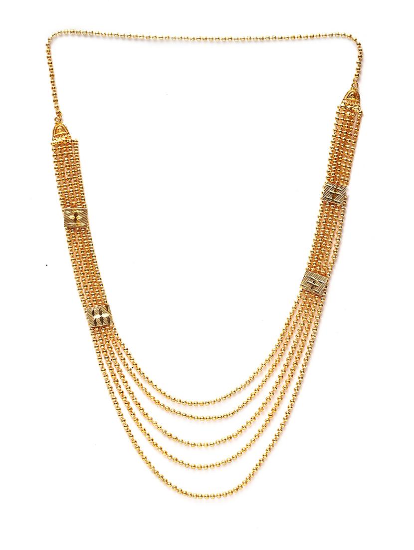 gold metal long necklace - 17537829 - Zoom Image - 2