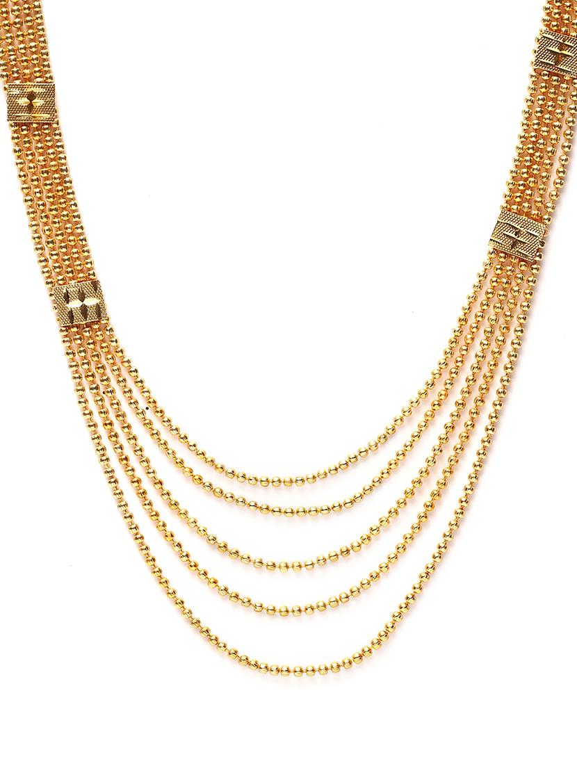 gold metal long necklace - 17537829 - Zoom Image - 3