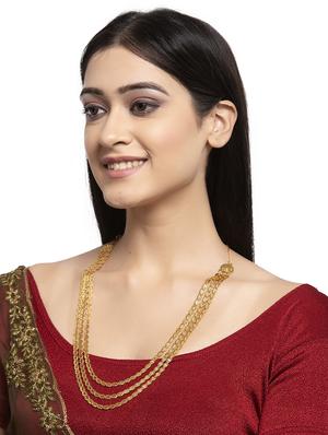 gold metal long necklace - 17537830 - Standard Image - 4