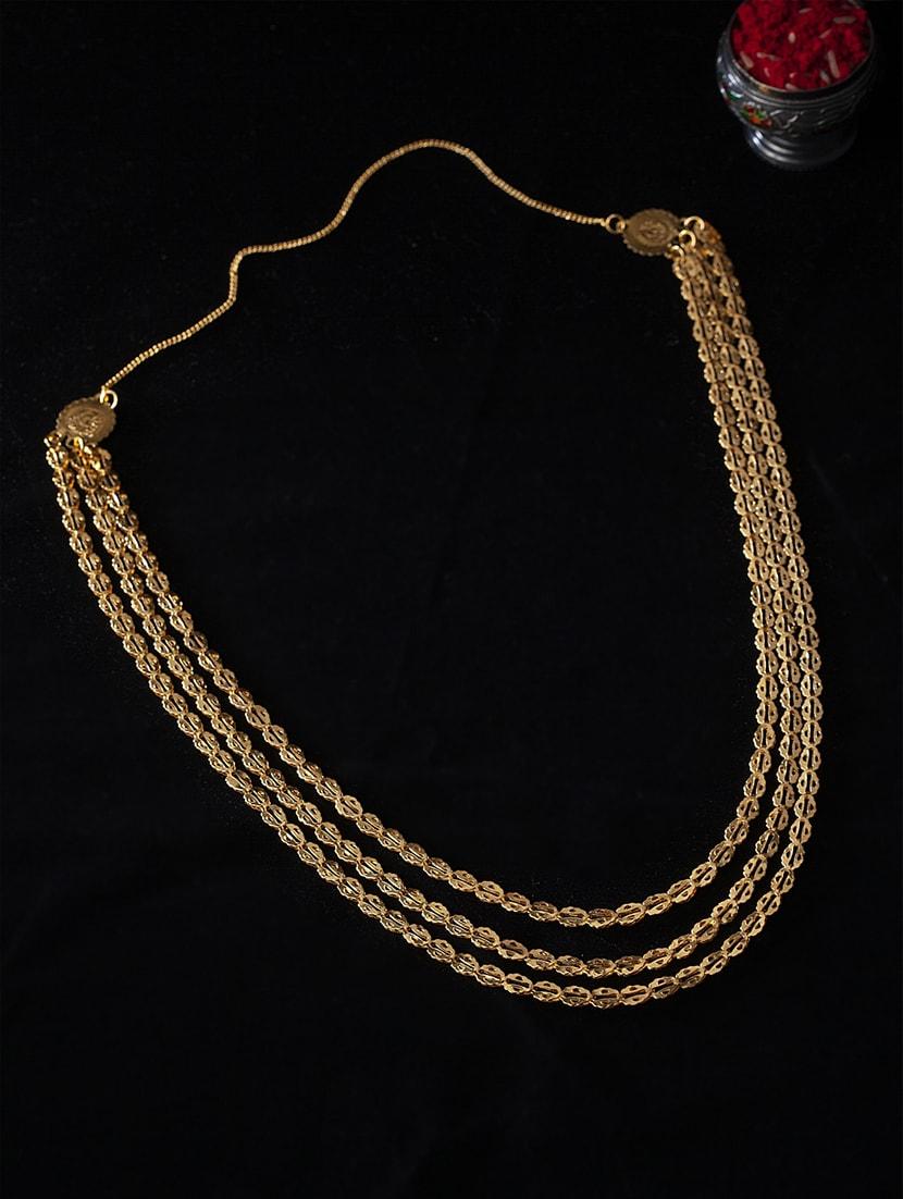gold metal long necklace - 17537830 - Zoom Image - 1