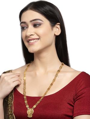 gold metal long necklace - 17537834 - Standard Image - 4