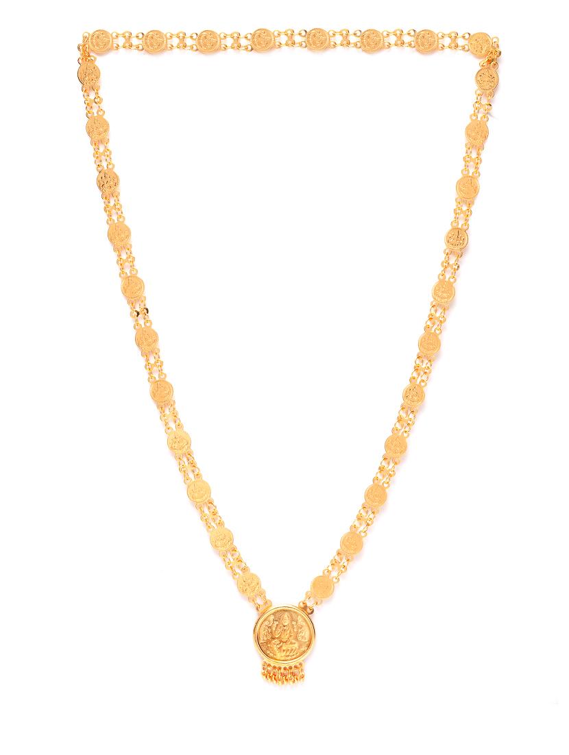 gold metal long necklace - 17537834 - Zoom Image - 2