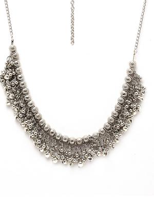 silver brass short necklace - 17537835 - Standard Image - 3