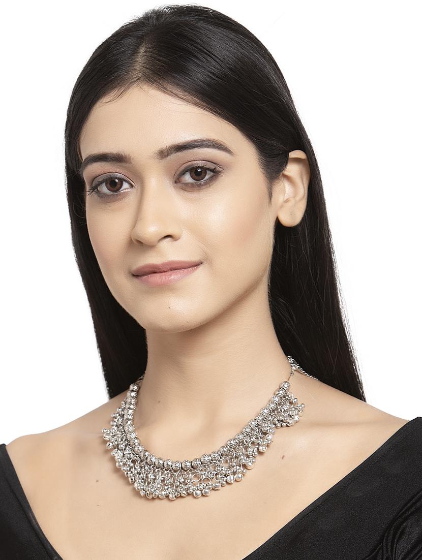 silver brass short necklace - 17537835 - Zoom Image - 4