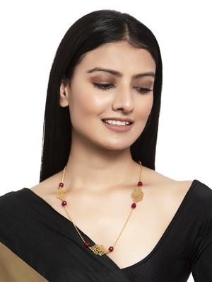 gold brass long necklace - 17537840 - Standard Image - 4