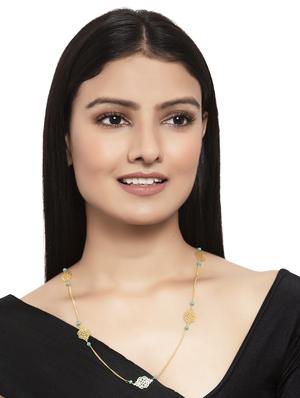 gold brass long necklace - 17537841 - Standard Image - 4
