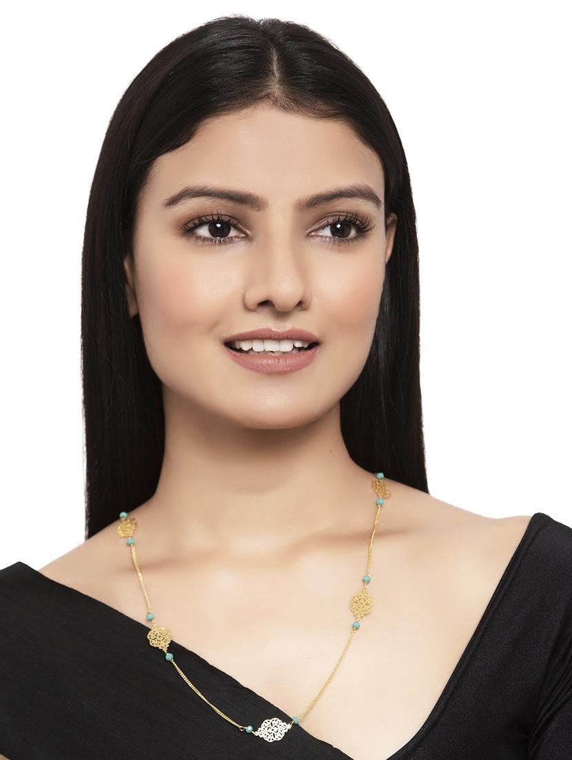 gold brass long necklace - 17537841 - Zoom Image - 4