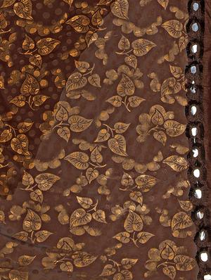 foil print ruffled saree with blouse - 17538192 - Standard Image - 4